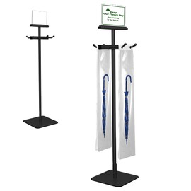 Montex Umbrella Bag Stand, Umbrella Holder Stand with Free 200 Disposable Large Plastic Umbrella Bags, Wet Umbrella Bags Stand, Black