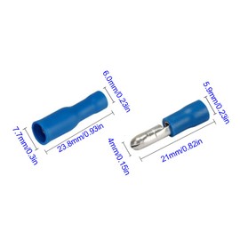 Ruidee 100pcs 16-14 AWG Insulated Male/Female Bullet Connector Electrical Bullet Butt Terminals Quick Splice Wire Crimp Connectors（Blue/UPZL)
