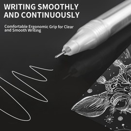 Uoww Gel Pens White Pack of 8 White Pen 0.6 mm Tip Acrylic Pens Marker Pens White Highlight Sketching Pens for Black Paper Scrapping Book Guest Book Art Design Drawing