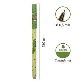 Tapirella - Set of 12 Gel Eraser Pens Dino - with Eraser to Remove Ink - Green - Erasable Gel Pens by Lutz Mauder Gel Pens Kids and Adults - Ink Pen