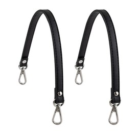 Framendino, 2 Pack Black Purses Leather Replacement Handles Straps Handbags Bag Strap with Silver Swivel Lobster Buckles