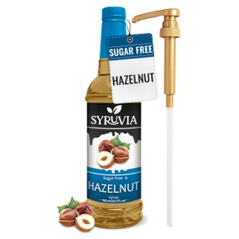 Syruvia Sugar Free Hazelnut Syrup With Syrup Pump Dispenser – Hazelnut Coffee Syrup Flavor, 25.4 fl oz, Kosher, Gluten Free, Perfect for Coffee, Drinks, Soda, Desserts, and More,
