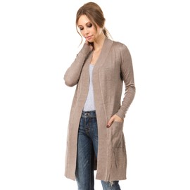 CIELO Women's Long Sleeve Sweater Duster Cardigan Camel XL