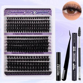 CMAYOME Natural Look False Eyelashes Extensions Kit, 3 Styles Mixed Length False Eyelashes with Eyelash Adhesive, Tweezers, Brush, Makeup Remover, Professional Eye Makeup Tool, for Women Eyes, Daily Use, Christmas Gift for Women