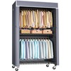 FUTASSI Black Clothing Rack with Grey Cover, P1C Rolling Closets