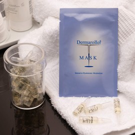 Dermaroller Gesichtspflege Set Hyaluronsäure Ampullen (30 x 1,5 ml) + Gesichtsmasken Hyaluron (10 Stk.) - Pflege für unreine Haut, gegen Falten, Anti-Aging Effekt