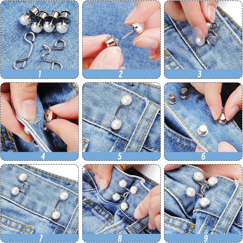 36 pieces Adjustable Waist Buckle Extender for Jeans,Nail-Free Waist Buckle