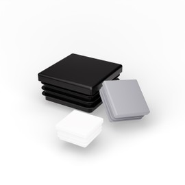 FUX Pack of 4 Plastic Square Pipe Plugs, 15 x 15 mm - 120 x 120 mm, Slat Plugs, Furniture Gliders, Chair Leg Caps, Sealing Plugs, Chair Leg Protectors, Plugs, Square Plugs (40 x 40 mm, Grey)