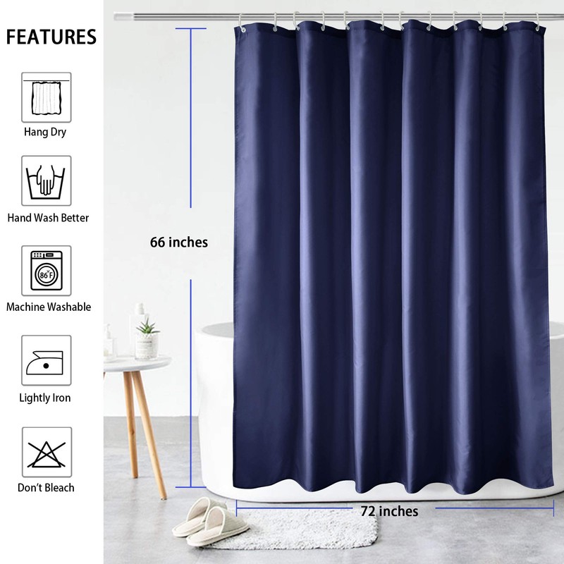 AooHome 72 Width by 66 Height inch Shorter Shower Curtain
