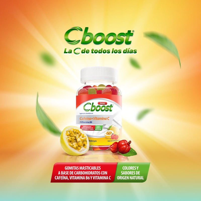 C-Boost, Gomitas de Cafeína + Vitamina C y Vitamina B6