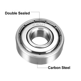 sourcing map Deep Groove Ball Bearing 6201Z Double Shield 12 mm x 32 mm x 10 mm Carbon Steel Pack of 2