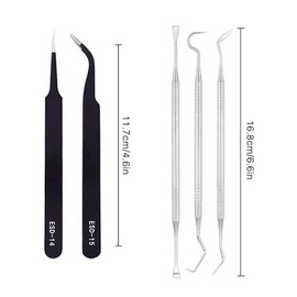 Set of 5 Weed Vinyl Tools Kit Craft Vinyl Tools Precision Tweezers Set Curved Hook Spatula Set for Carving Silhouettes Electronics Jewelry