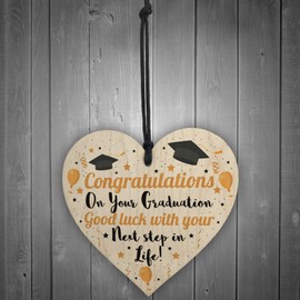 RED OCEAN Congratulations On Your Graduation Wooden Heart Plaque Present Graduate Leaving Uni Univeristy Gifts