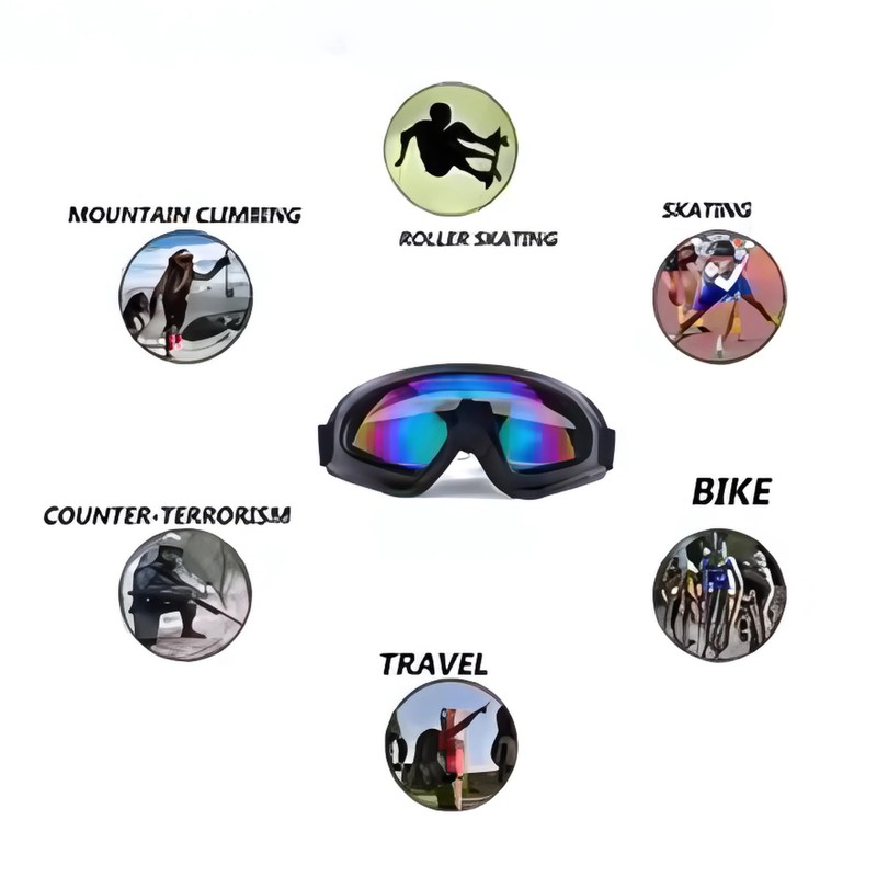 Omana Safety Goggles, Single frame with 5 lenses, Windproof Dustproof