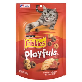 Purina Friskies Playfuls With Chicken and Liver Flavor Cat Treats - (Pack of 6) 6 oz. Pouches