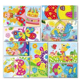 WANLIAN Pack of 10 Sticky Mosaic Set Stickers for Children Art Craft Set DIY Handmade Art Children DIY Painting for Painting Craft Training