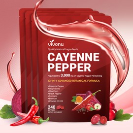 Cayenne Pepper Softgels Supplement, Supports Leg Vein, Heart and Blood Vessel Health, with Vitamin E D3+K2 and Extracts of Grape Seed, Hawthorn, Beetroot, Berberine and Others