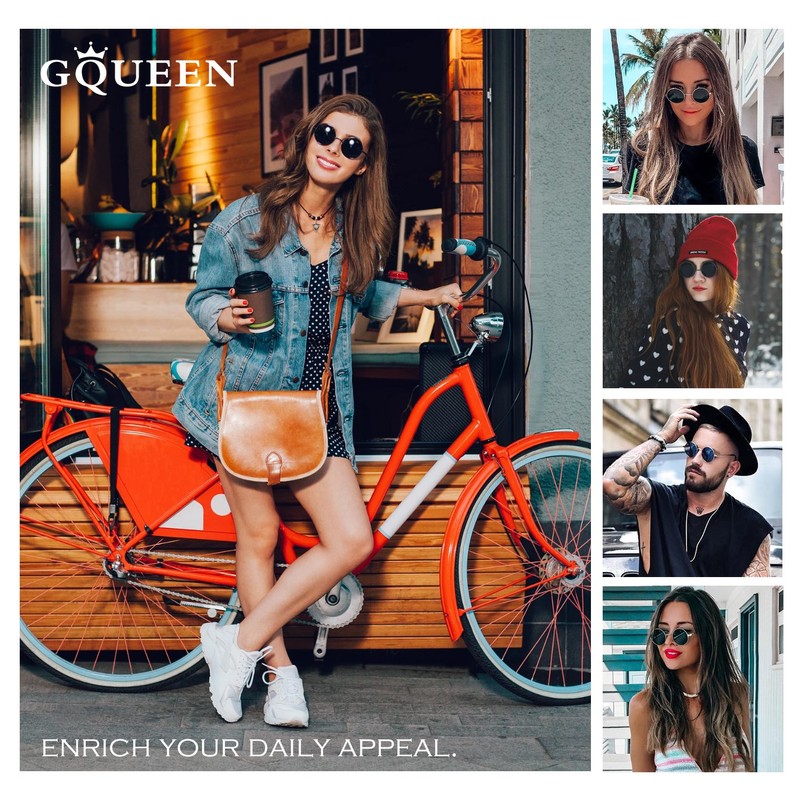 GQUEEN Retro Round Polarised Sunglasses Men Women UV400 Protection MEZ1,