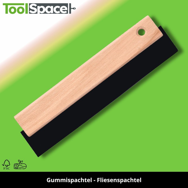 ToolSpace Rubber Spatula 250 mm Tile Spatula Joint Rubber Wooden