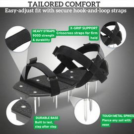 CCBLZLL Lawn Aerator Shoes with 2.1 Spikes for Grass Aeration, Spiked Shoes for Lawn Care, Adjustable Heavy-Duty Strap Fit, Gardening Aerator Tool for Yard, Soil & Epoxy Floors