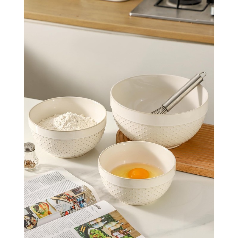 Seyatoo Ceramic Mixing Bowls Set of 3, Large Serving Bowls