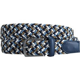 Greg Norman Men's Multi Color Braided Stretch Golf Belt Blue/White 38