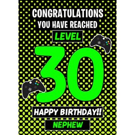 Nephew 30th Birthday Card (Level Up Gamer)