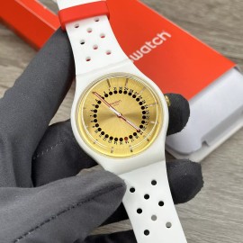 Swatch NEW✅LIMITED EDITION✅ Swatch New Gent GENERATION 31 White Band Gold Watch SUOW400