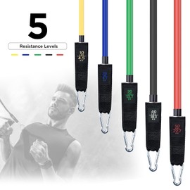 Resistance Bands, Simmgud Exercise Bands Set with Handles, Work Out Bands with Door Anchor, Ankle Straps for Strength Training, Physical Therapy, Home Gym for Men and Women, Yoga, Pilates 150 LBS