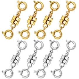 Magnetic Necklace Clasps and Closures, 8 Pack Gold and Sliver Jewelry Clasps Converters for Bracelet Necklaces Chain, Jewelry Extender with Strong Magnet