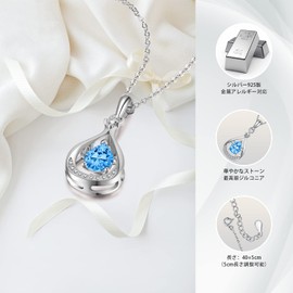 Joyshow Women's Limited Edition Necklace, Water Drop Shaped Necklace, Top Grade Zirconia, Popular Necklace, Pendant, Hypoallergenic Metal, 15.7 x 2.0 inches (40 + 5 cm), 925 Silver, Perfect for