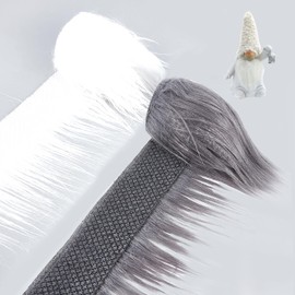 NICENEEDED 2 Pieces Faux Fur Fabric, Shaggy Plush Precut Strips, Fur Patches Fabric Fluffy Fuzzy Craft Fur for Gnomes Beard Hair Cosplay Costume Dwarf Decoration