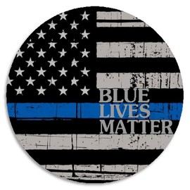 Blue Lives Matter Flag - 3 Pack Circle Stickers 3 Inch - Police Support