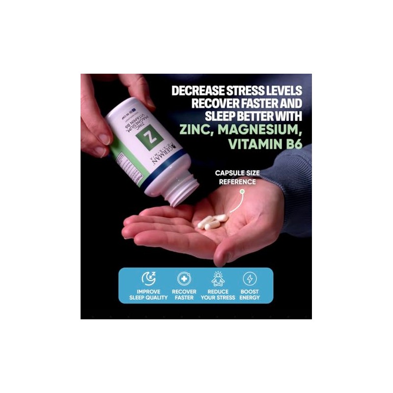 Zinc, Magnesium and Vitamin B6 – 90 Vegetarian Capsules –