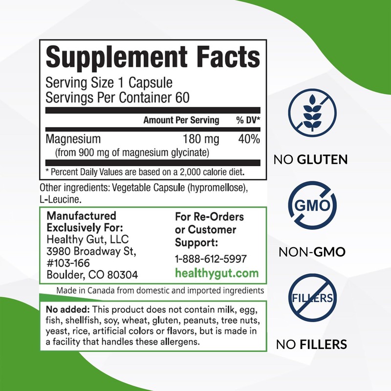Healthy Gut Magnesium-HP | Ultra Pure Glycinate with Zero Fillers