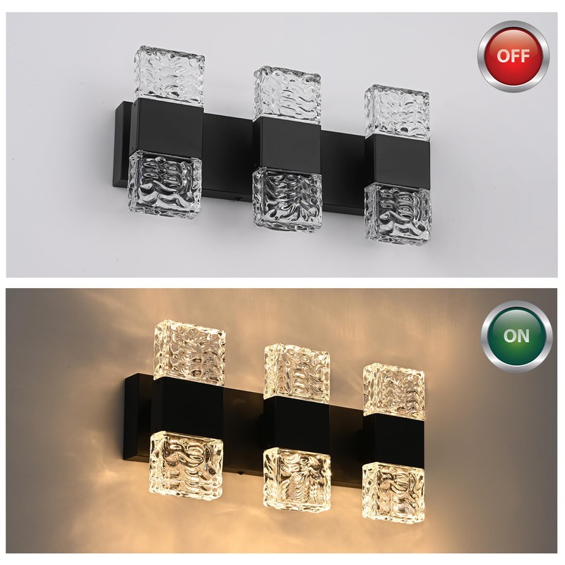 MELUCEE Modern LED Bathroom Lights Over Mirror 24W Dimmable Crystal