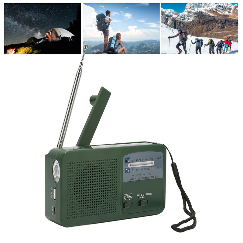 Solar Hand Crank Radio Multifunction Portable Rechargeable Emergency Radio with