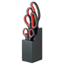 KitchenCraft Kitchen Scissors Set with Block, Multi Purpose Shears 4 Piece Set, Black