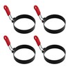 NoxWisp 4 Pcs Nonstick Egg Ring Mold, Silicone Handle Round