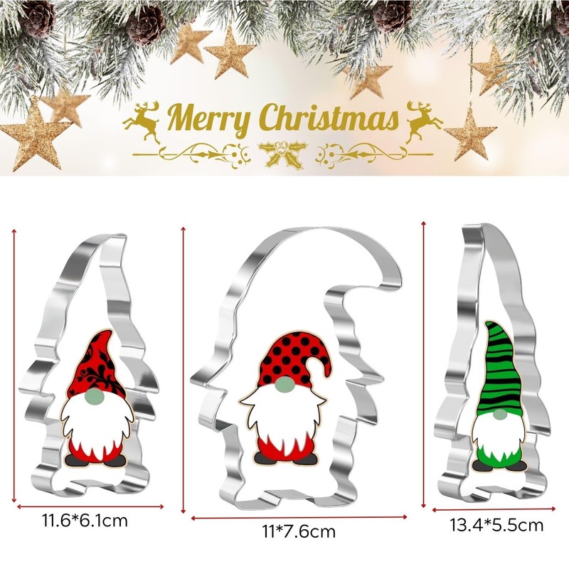 Orapink 3 Pieces Gnome Cookie Cutters Set for Baking Stainless