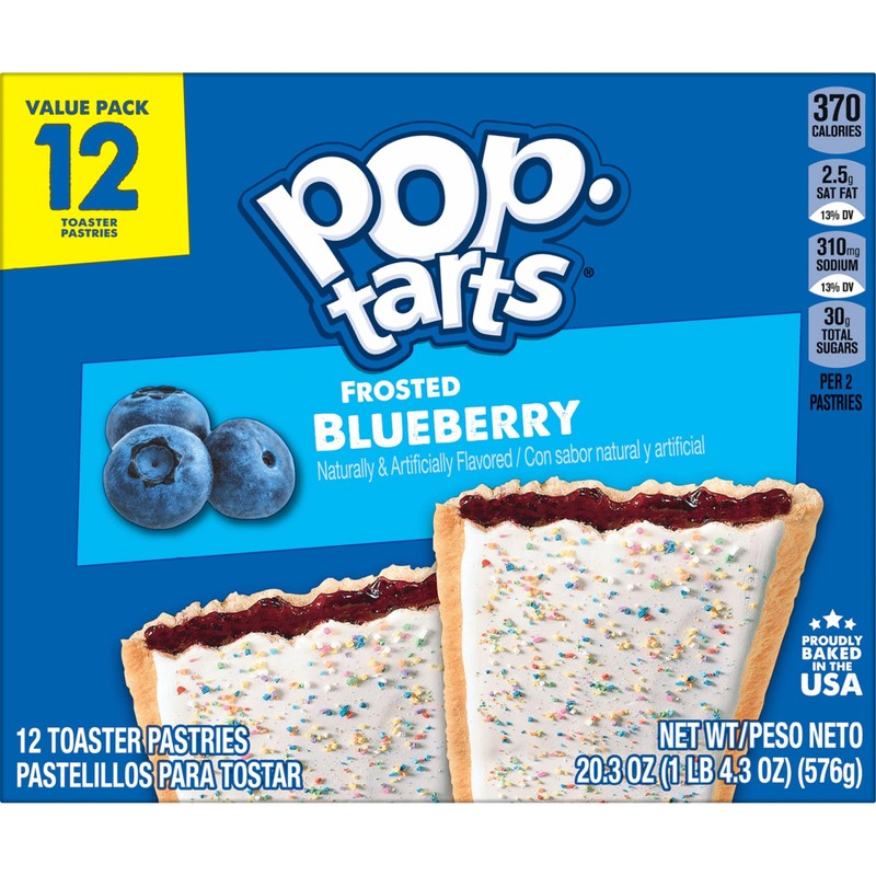 Pop-Tarts Toaster Pastries, Breakfast Foods, Kids Snacks, Frosted Blueberry, 20.3oz