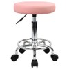 KKTONER PU Leather Round Rolling Stool with Foot Rest Swivel