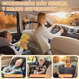 Zacro Cámara Coche Bebé Asiento Trasero HD 1080P - Monitor Espejo para Bebé con Conexión USB/Type-C - Pantalla 4.3'', Visión Nocturna, 360° Ajustable 