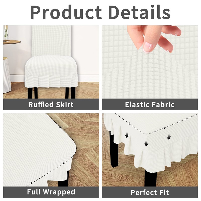 Easy-Going Dining Chair Covers Stretch Parsons Chair Slipcover with Skirt