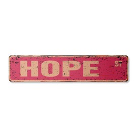 HOPE Vintage Plastic Street Sign Childrens Name Room Sign | Indoor/Outdoor | 24" Wide