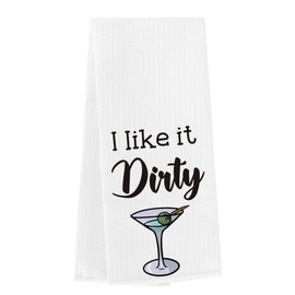 Martini Kitchen Towels I Like It Dirty Bar Towels for Bartender Dirty Martini Gifts for Martini Lovers Women Funny Martini Waffle Weave Tea Towels Dish Towels for Bar Kitchen Decor 14×23 Inches