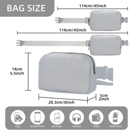 YouNuo Fanny Pack for Women Men, Mini Everywhere Cross Body Belt Bag with Adjustable Strap, Waterproof Fashion Waist Pack for Running, Hiking, Traveling, Jogging, Workout, Light Grey
