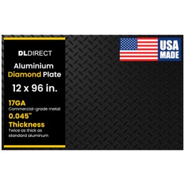12in. X 96in. - DiamondLife Diamond Plate Sheet Metal, Heavy-Duty Genuine Commercial-Grade Mill Finish Diamondplate Aluminum Sheet, USA Made Aluminum Tread Plate - Diesel Black