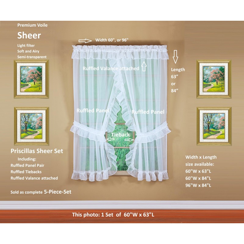 Today's Curtain, Emelia Priscilla Sheer Pair 60" W x 63"
