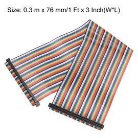 sourcing map IDC Rainbow Wire Flat Ribbon Cable 2.54mm Pitch 60 Pin Connection Line FC Dual Female Black Connector for DIY Experiment 1 Ft Length 1 Pcs